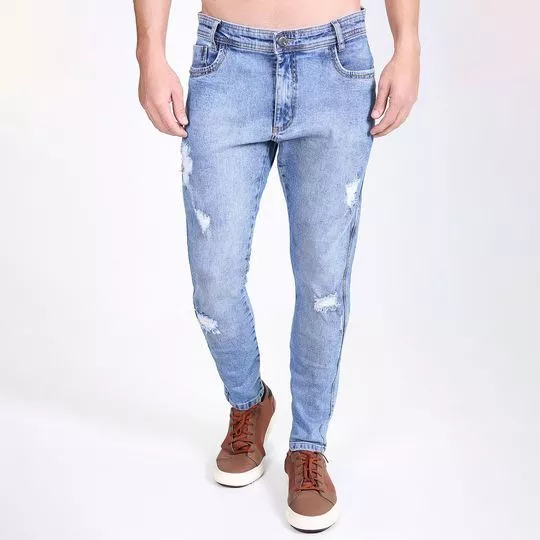 Calça Jeans Skinny Com Puídos- Azul- Zait Jeans
