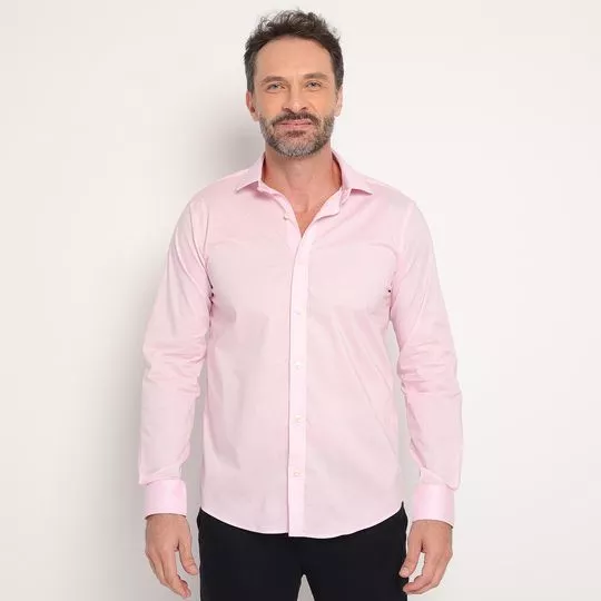 Camisa Classic Fit Com Recortes- Rosa Claro