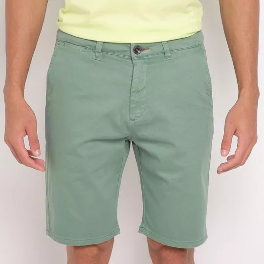 Bermuda Jeans Com Recortes- Verde Claro