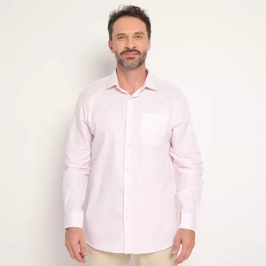Camisa Classic Fit Maquinetada- Rosa Claro