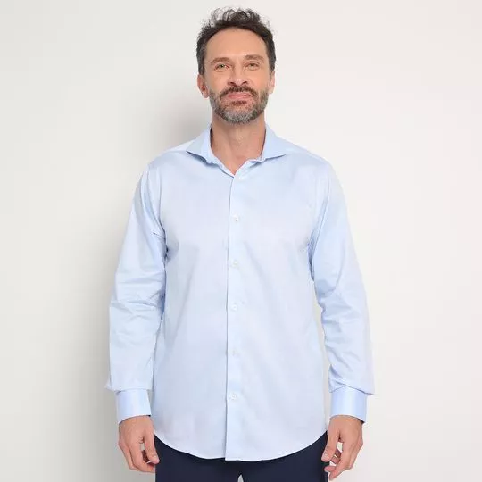 Camisa Classic Fit Com Recortes- Azul Claro