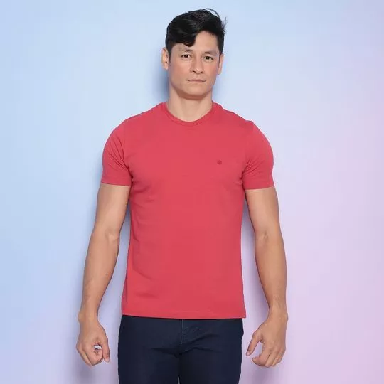 Camiseta Com Bordado- Vermelha