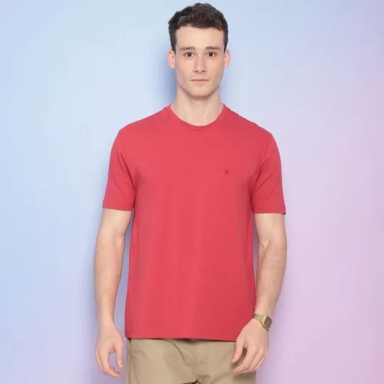 Camiseta Com Bordado- Vermelha