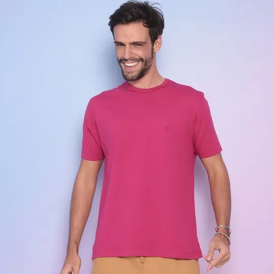 Camiseta Com Bordado- Pink