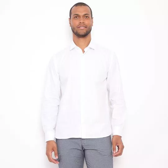 Camisa Slim Fit Básica- Branca