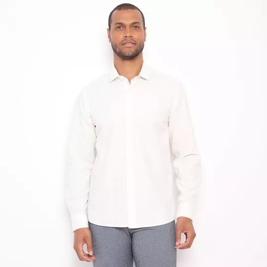 Camisa Slim Fit Básica- Off White