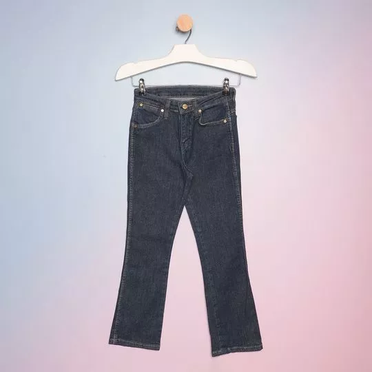 Calça Jeans Reta Com Bolsos - Azul Marinho