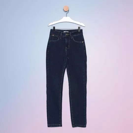 Calça Jeans Skinny Com Bolsos- Azul Marinho