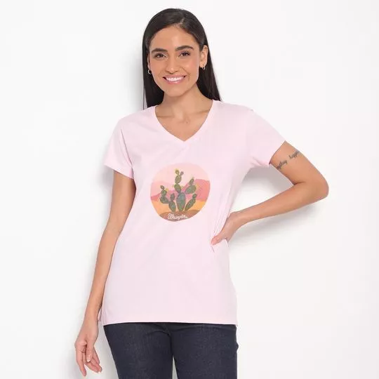 Camiseta Wrangler®- Rosa Claro & Verde