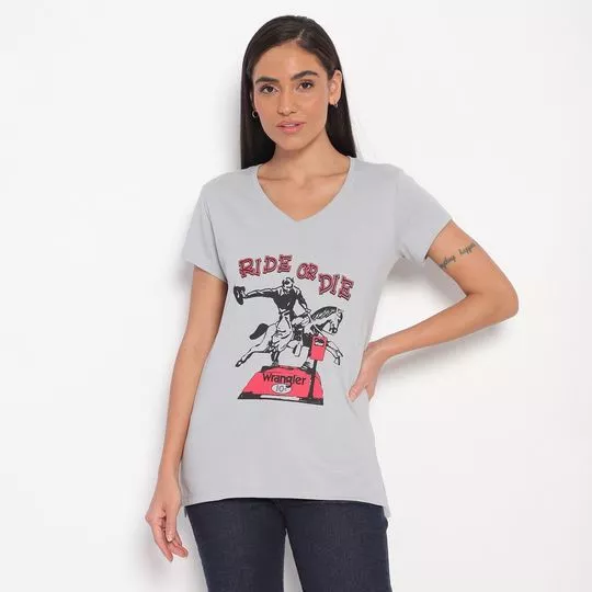 Camiseta Wrangler®- Cinza & Vermelha