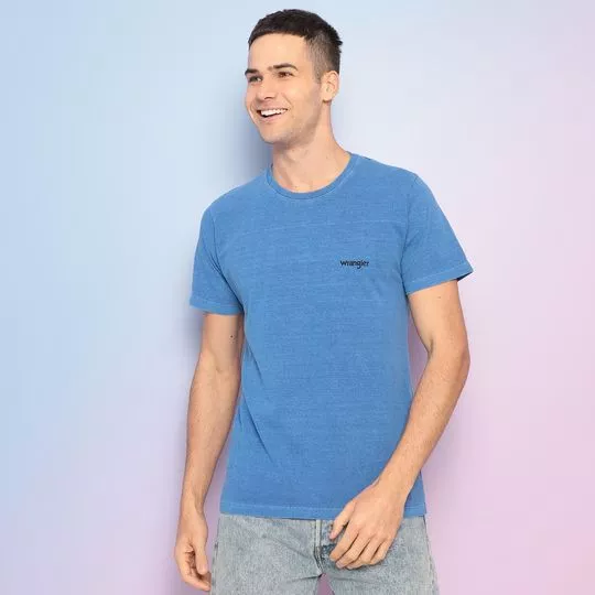 Camiseta Estonada Wrangler®- Azul & Preta