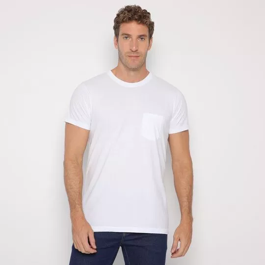 Camiseta Com Bolso- Branca