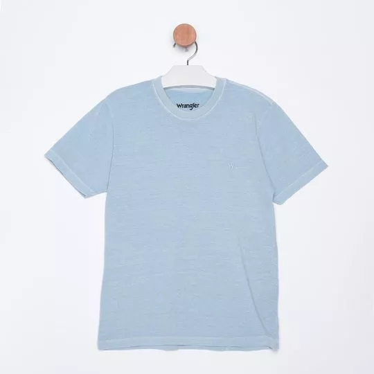 Camiseta Com Bordado- Azul Claro