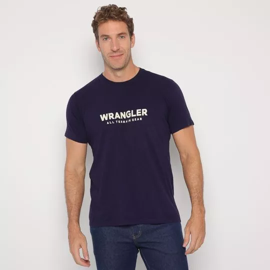 Camiseta Wrangler®- Azul Marinho & Branca