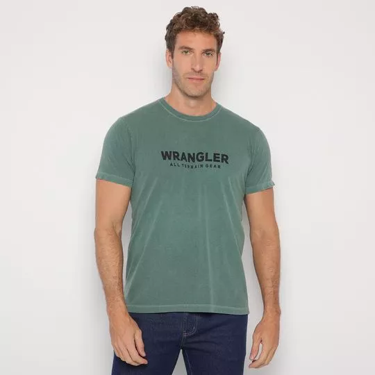 Camiseta Wrangler®- Verde Militar & Preta