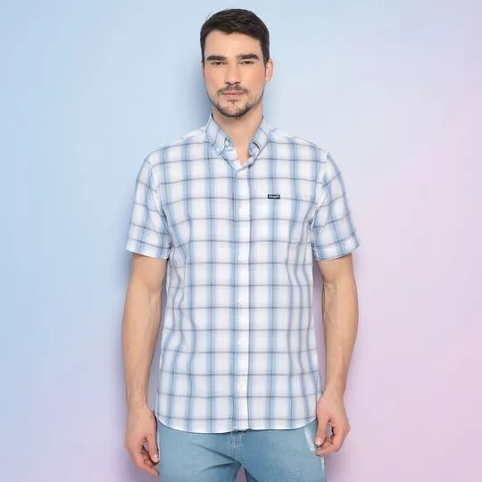 Camisa Xadrez- Off White & Azul Claro