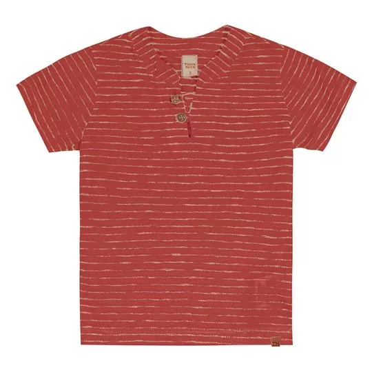 Camiseta Listrada- Vermelho Escuro & Bege- Trick Nick