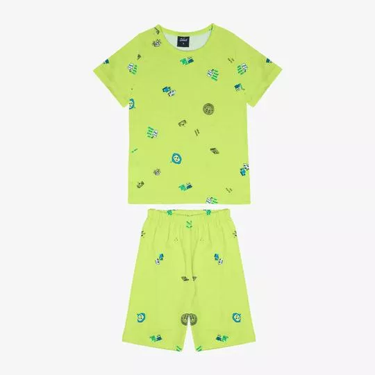 Pijama Robozinho- Verde Limão & Azul- Rovitex