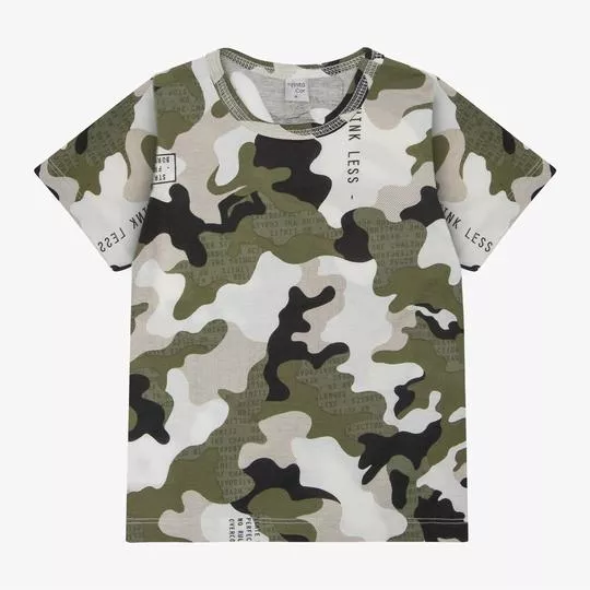 Camiseta Camuflada- Off White & Verde Militar- Rovitex