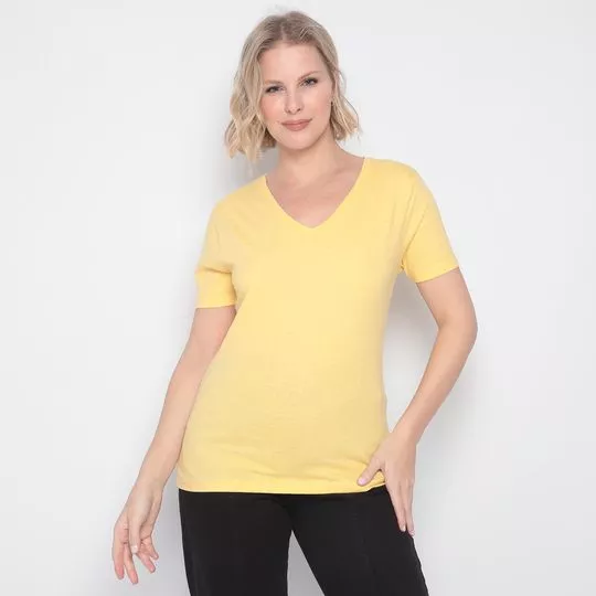Camiseta Em Botonê- Amarela