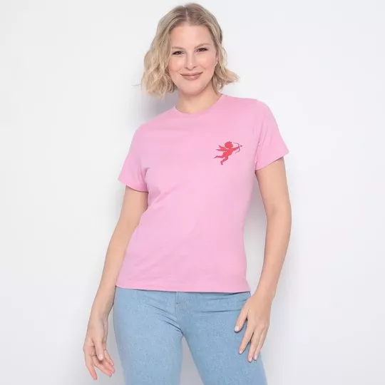 Camiseta Cupido- Rosa Claro & Rosa Escuro