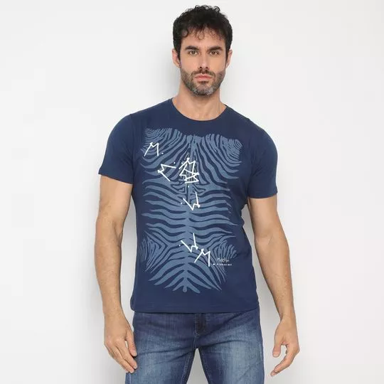 Camiseta Abstrata- Azul Marinho & Azul