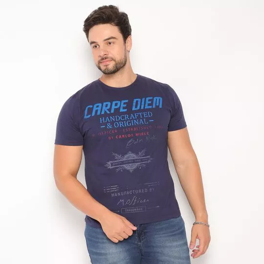 Camiseta Carpe Diem- Azul Marinho & Azul Claro