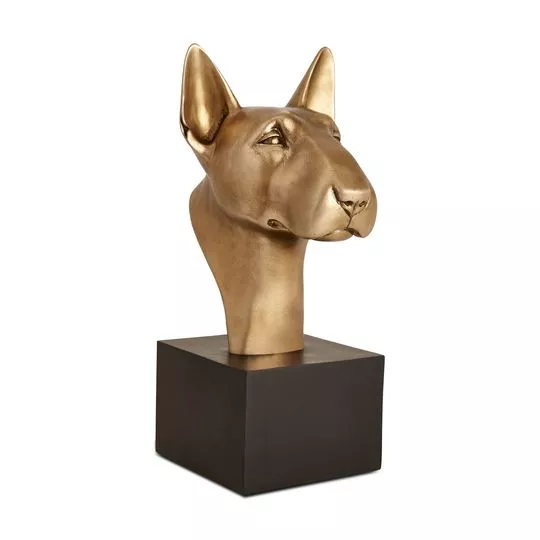 Escultura Cachorro- Dourada & Preta- 32x13x18cm- Mart