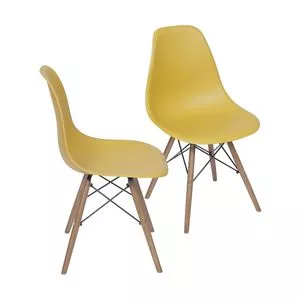 Jogo De Cadeiras Eames<BR>- Açafrão & Bege Claro<BR>- 2Pçs<BR>- Or Design