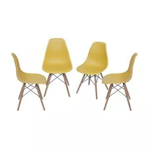 Jogo De Cadeiras Eames<BR>- Açafrão & Bege Claro<BR>- 4Pçs<BR>- Or Design