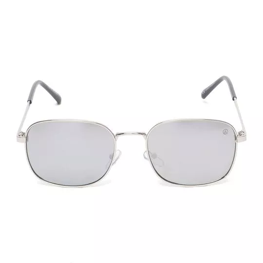 Óculos De Sol Quadrado- Prateado & Cinza