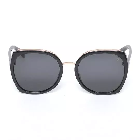 Óculos De Sol Arredondado- Preto & Dourado