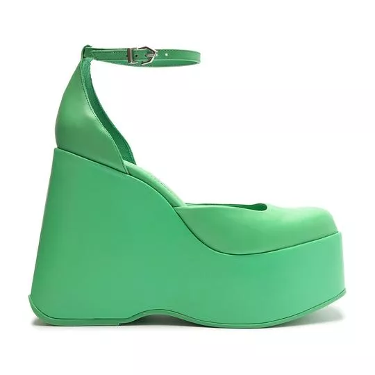 Sapato Plataforma Em Couro - Verde Claro - Schutz