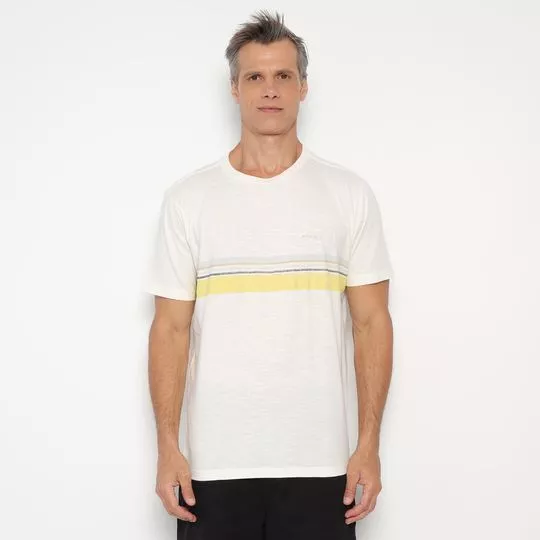 Camiseta Listras- Off White & Amarela