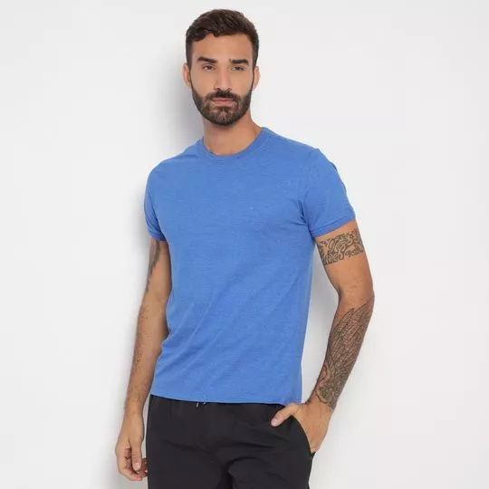 Camiseta Em Mescla- Azul