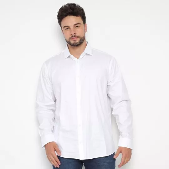 Camisa Regular Fit Maquinetada- Branca
