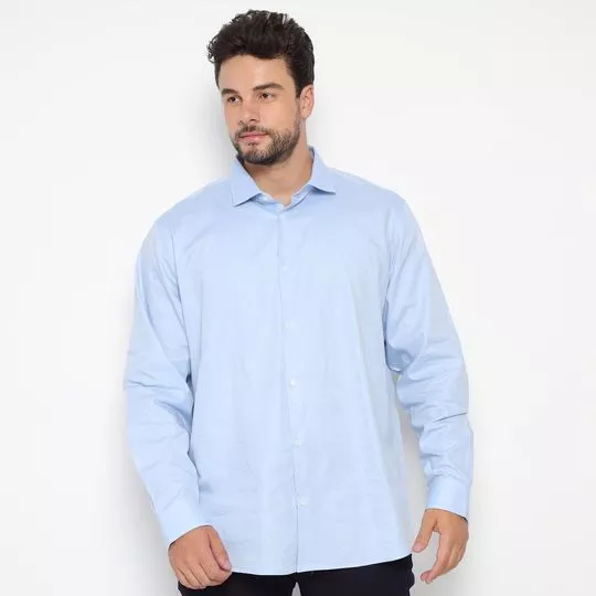 Camisa Regular Fit Lisa- Azul Claro