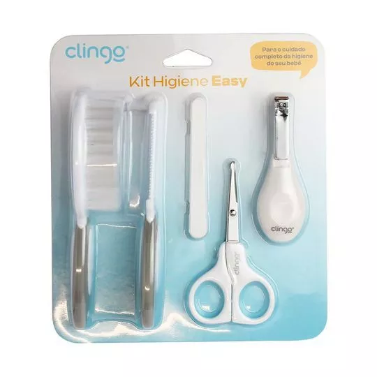 Kit Higiene- Branco & Cinza- 7Pçs- Clingo