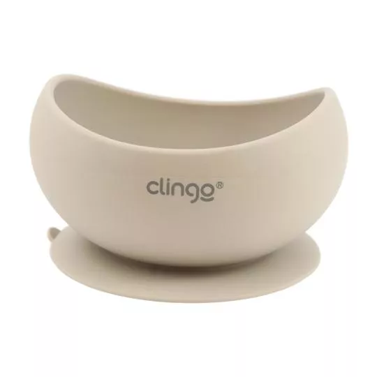 Bowl Com Ventosa- Bege Claro- 7x12,5x12,5cm- Clingo