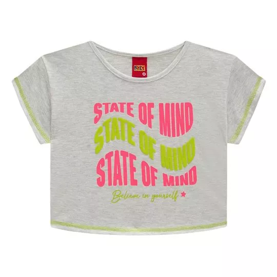 Cropped State Off Mind- Cinza Claro & Rosa