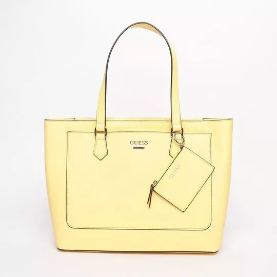 Bolsa Shopper Com Recortes- Amarelo Claro- 28x39x13cm