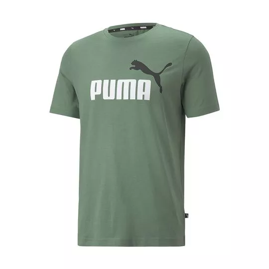 Camiseta Puma®- Verde Militar & Branca- Puma