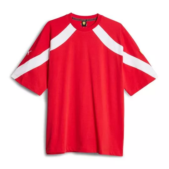 Camiseta Ferrari®- Vermelha & Branca