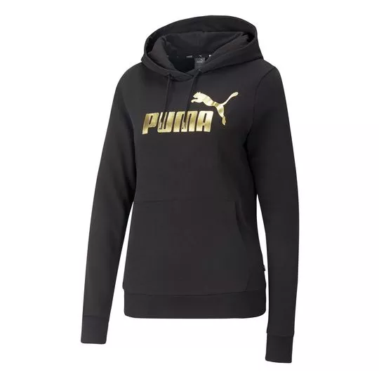 Blusão Puma® Com Capuz- Preto & Dourado