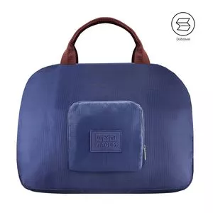 Bolsa De Viagem Dobrável<BR>- Azul Escuro<BR>- 35x41x16cm