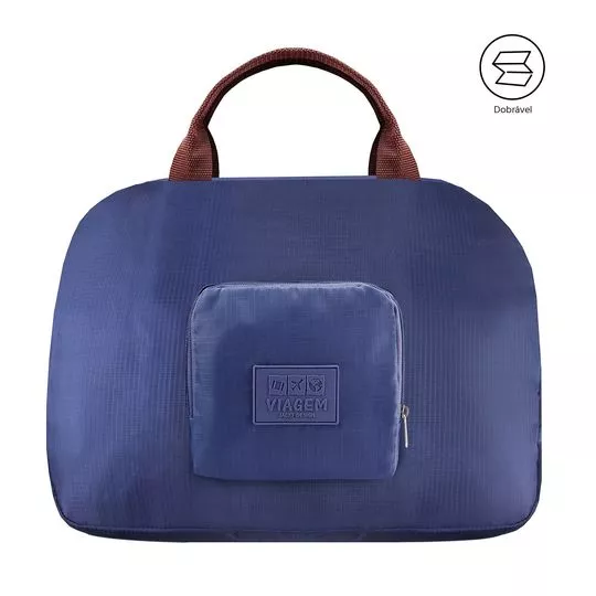 Bolsa De Viagem Dobrável- Azul Escuro- 35x41x16cm