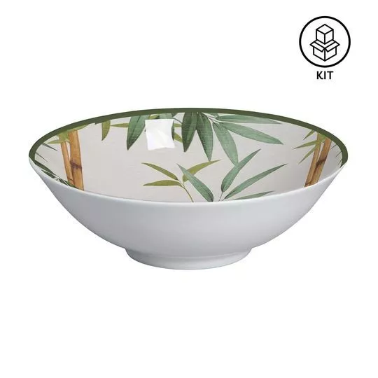 Bowl Bambu- Verde & Bege- 6Pçs- 300ml