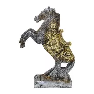 Cavalo Decorativo  <BR>- Cinza & Preto<BR>- 27x17x4,5cm<BR>- Mabruk