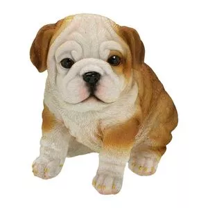Cachorro Decorativo<BR>- Branco & Marrom Claro<BR>- 16,5x12x16,5cm<BR>- Mabruk