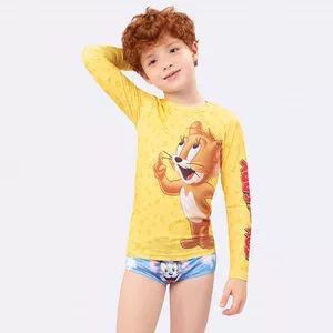 Conjunto De Camiseta & Sunga Tom And Jerry®<BR>- Amarelo & Azul<BR>- Veggi